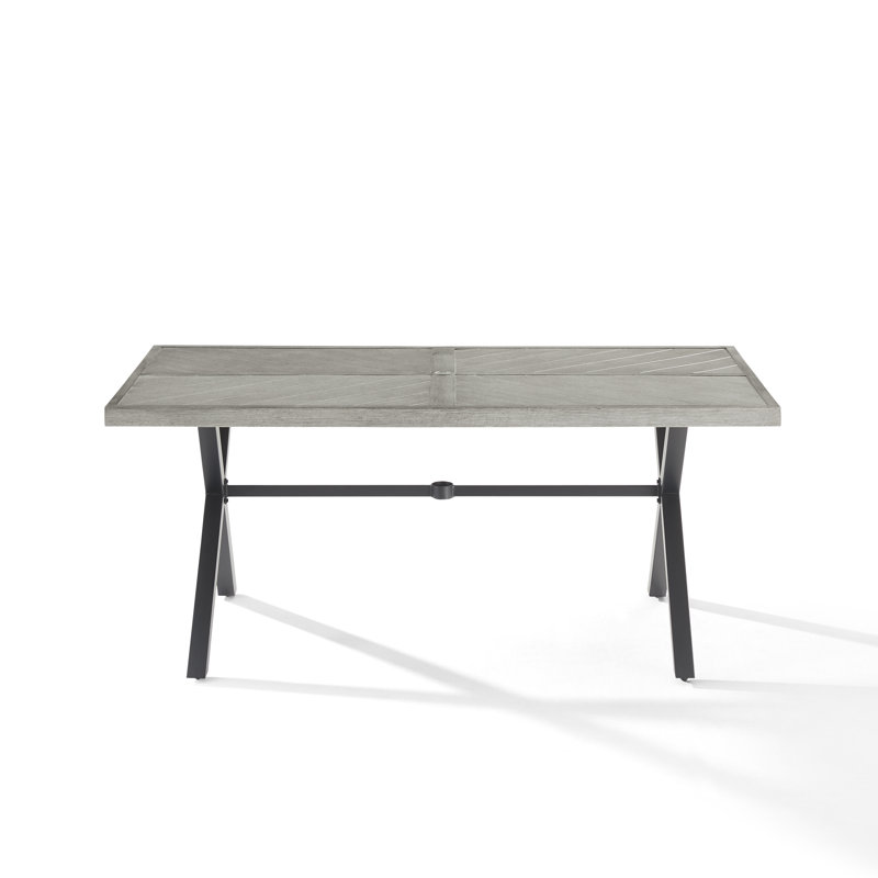Pulli Rectangular Metal Outdoor Dining Table With Umbrella Hole , 67.25'' in. W 38'' in. D