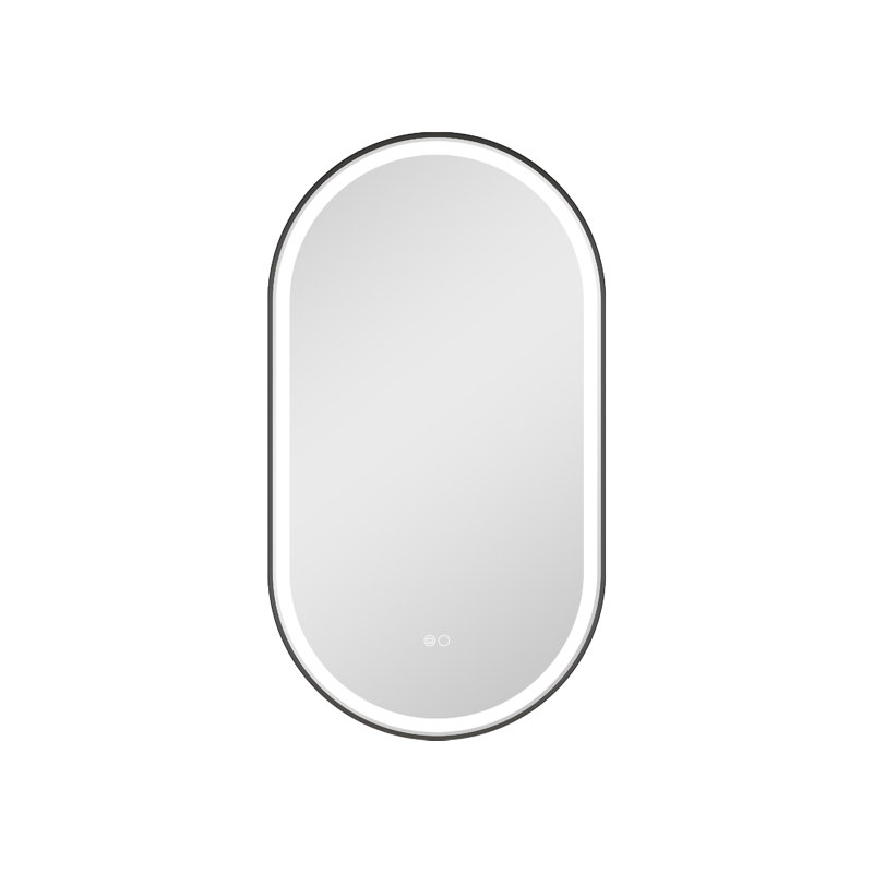ZC-Mirror  36" H Wall Mounted Bathroom Framed LED Mirror With Memory Function, Matte Black, 36" x 20"