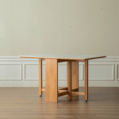 Natural Solid Oak Legs Extending Dining Table Rock Slab Top Extending Dining Table For 4-6 People Solid Wood Dining Table (Light Color)
