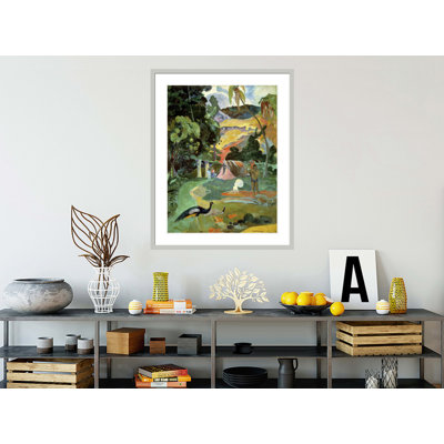 «Matamoe or Landscape with Peacocks» par Paul Gauguin - Estampe numérique encadrée