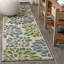 Tapis d'intérieur / extérieur bleu marine / vert à motif floral texturé Hagy-212622079