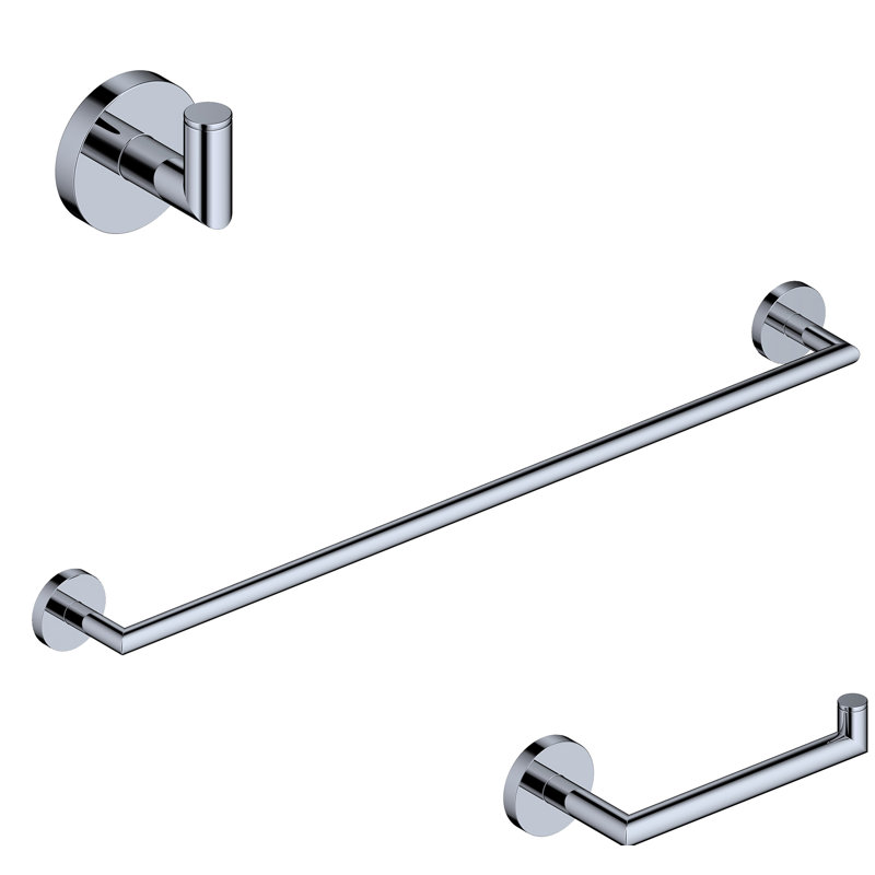 Pura Polished Chrome Solid Brass 3-Piece Bathroom Hardware Set
