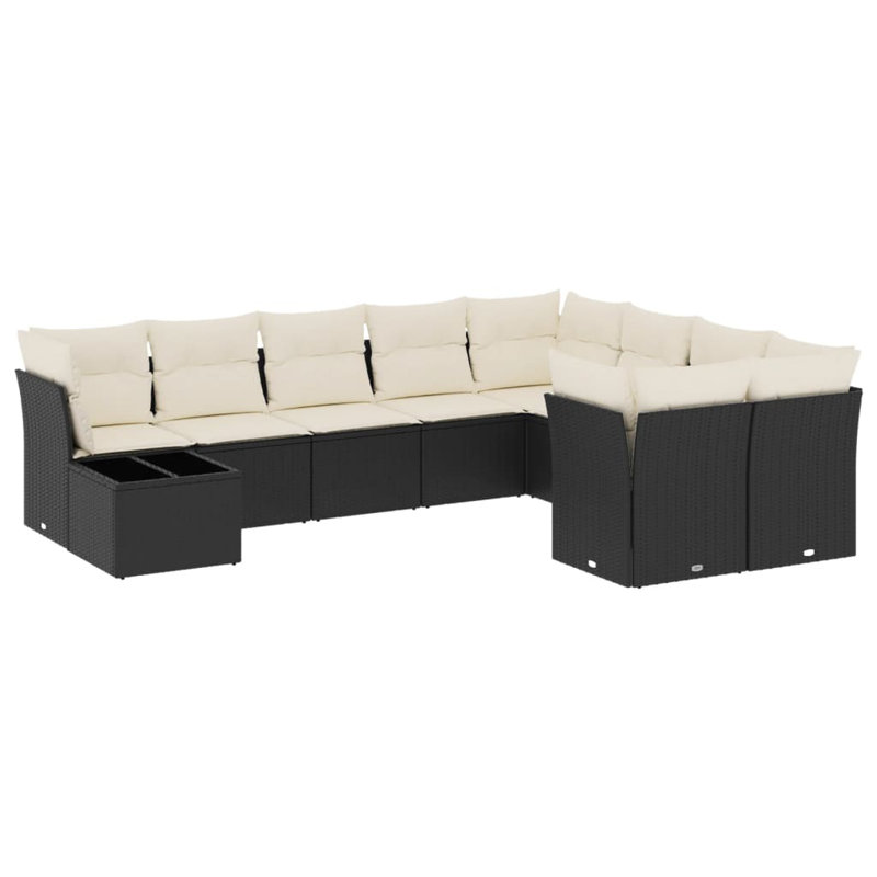 Vidaxl Garden Sofa Set Black, Cream, Cream Cushion/Black Frame