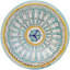 Plaque murale Mid-Century en céramique à motif andalou orange et bleu sarcelle