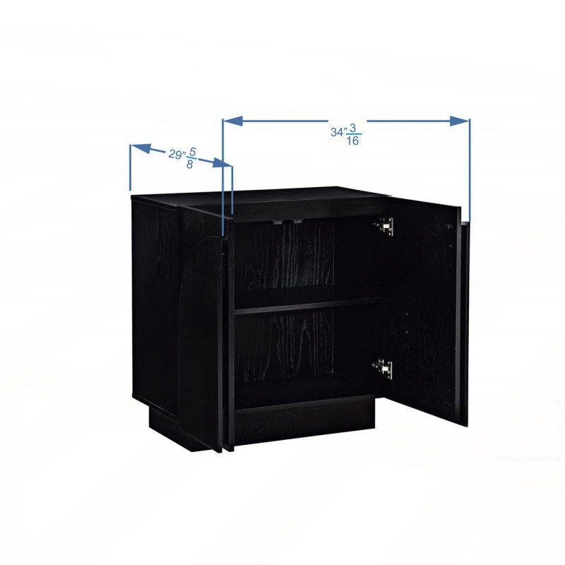  Aurelie Solid Wood Arched Storage Cabinet Credenza, Black
