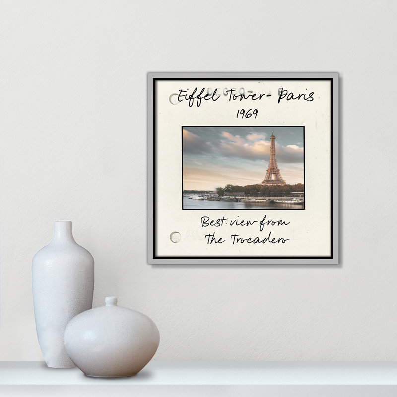 «Paris Paris - Eiffel View Print» par Danita Delmont, Toile argentée avec cadre flottant, H 13,5 po x l 13,5 po x P 2 po