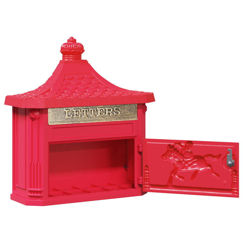 Cast Aluminum Wall Mounted Post Box, Red