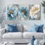 "Blue Floral", art mural, reproduction de peinture à l'huile (ensemble de 3)-1152932200