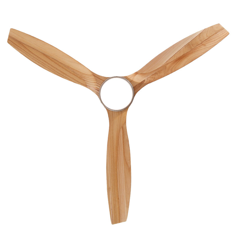 Modern 52" 3-Blades Indoor Brushed Nickel Solid Wood Ceiling Fan With LED Light, Quite DC Motor and Remote Control, 52" Wide