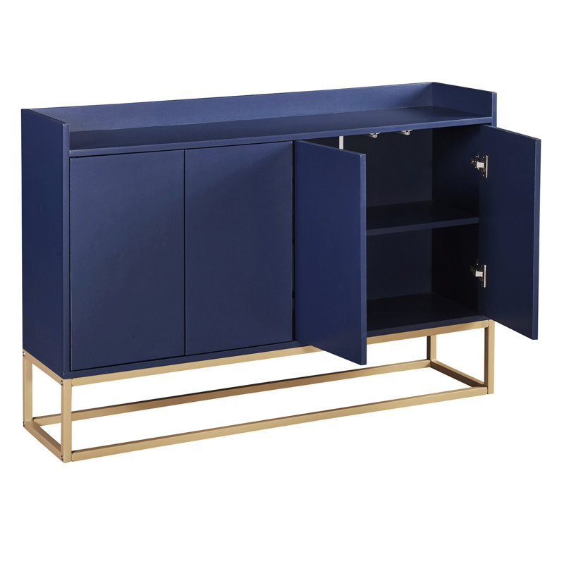 Accent Cabinet, Storage Cabinet, Sideboard Buffet Cabinet, 4 Door Cabinet, Navy/Gold
