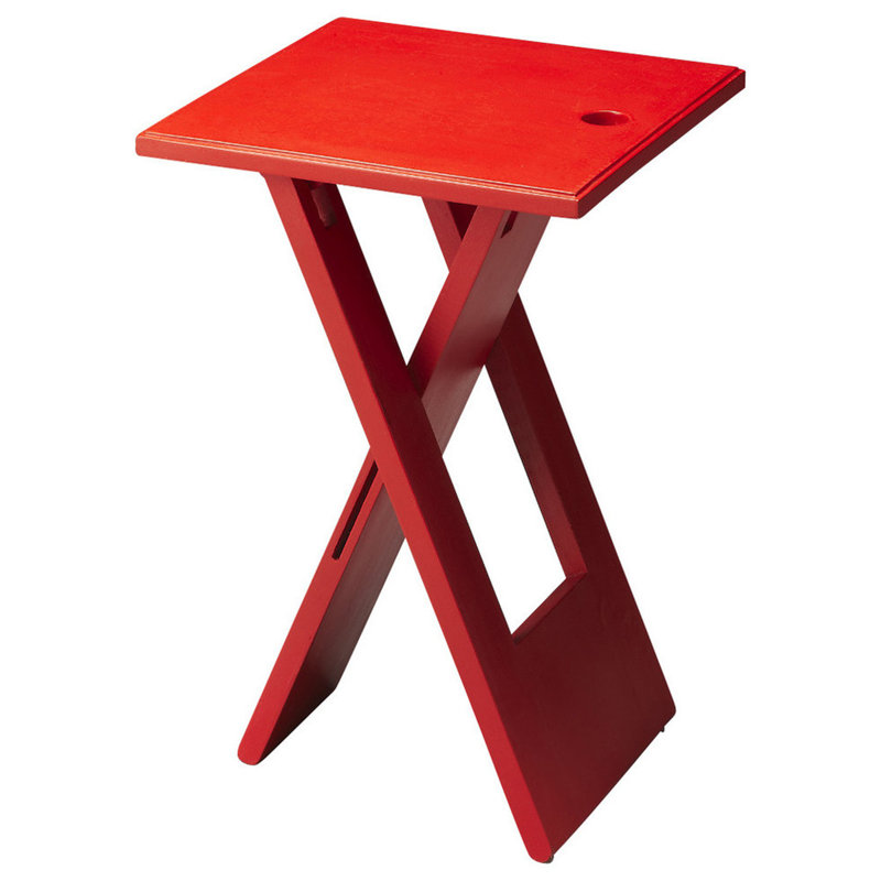  Hammond 11,75 po W Table d'appoint pliante carrée en bois, rouge, Rouge, Rouge
