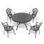 Ensemble de 5 meubles de patio en aluminium coulé avec cadre noir et coussins de siège blanc cassé