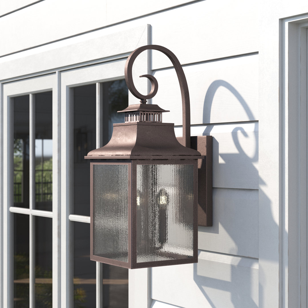 Raedawn 3 - Bulb 28" H Seeded Glass Outdoor Wall Lantern Red Barrel Studio® Fixture