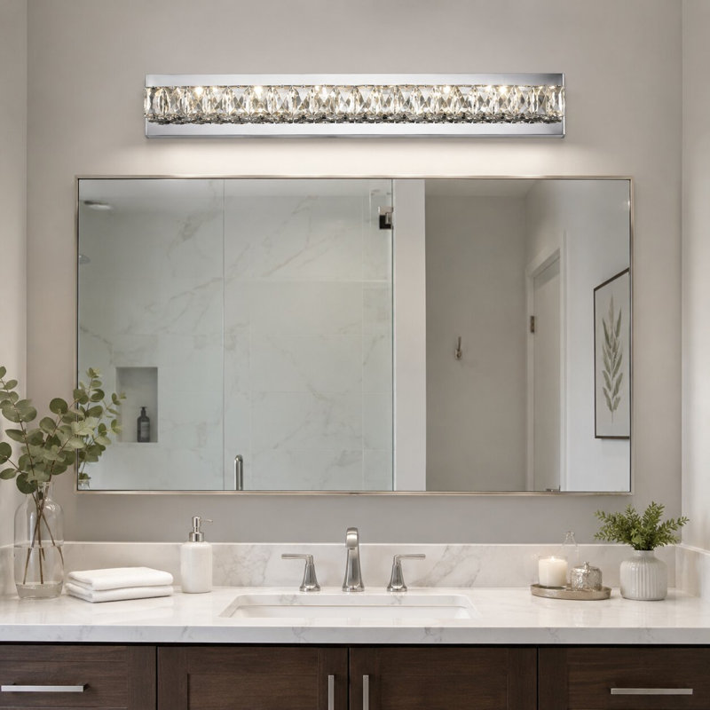 Transitional LED Crystal Wall Sconce, 4.52" H x 27.9" W x 3.34" D