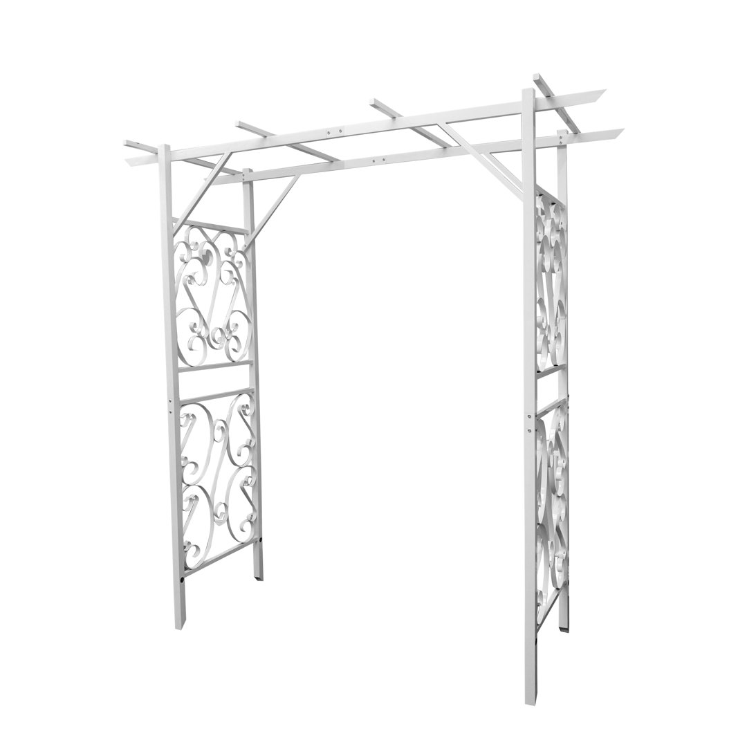 79.9'' W x 26.6'' D Metal Arbor in White FixtureDisplays
