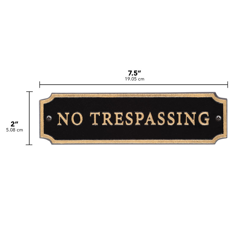 Door Statement Cut Corner Plaque - No Trespassing