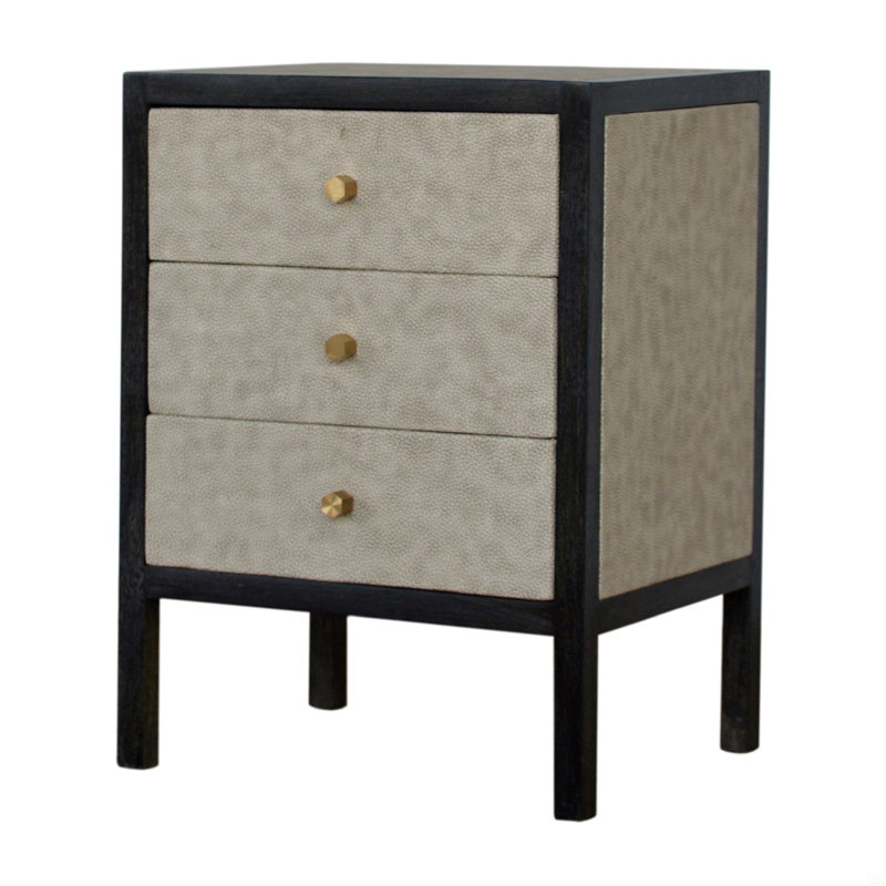 Table de chevet en bois massif, 3 tiroirs