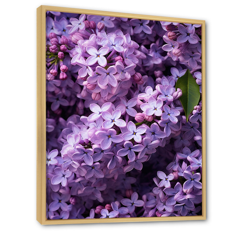 Fleurs mauves lilas mauves sur toile, H 32 po x l 24 po x P 1 po, Cadre naturel flottant
