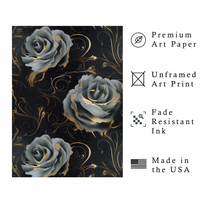 «Floral Luxe Rose Symphony IV», reproduction d'art moderne sans cadre, H 16 po x l 12 po