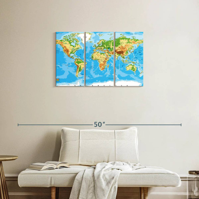 Aliaz Highly Detailed World Map, 20" H x 33" W