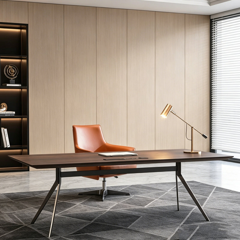 Italian minimalist desk, 29.53" H x 78.74" W x 35.43" D