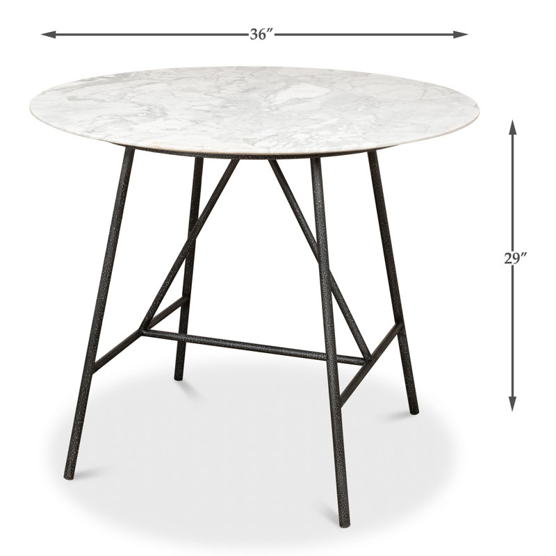 Portofino Black Marble 36" Transitional Round Dining Table
