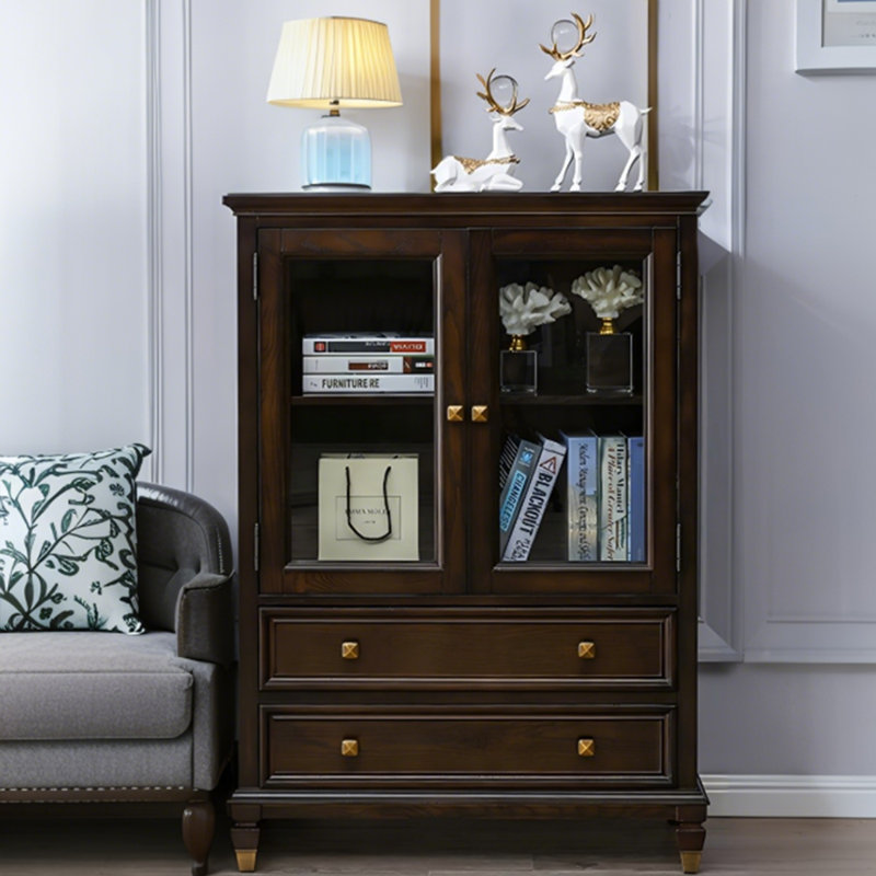 Armoire à vin en bois massif 33,86 "de style américain, luxueuse et élégante