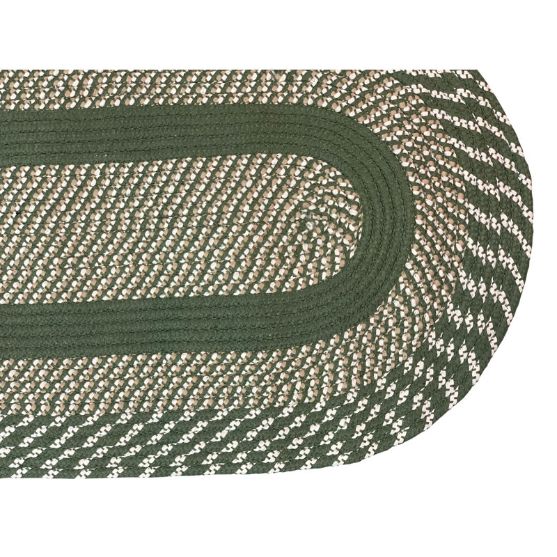 Rockridge Geometric 100% Polypropylene Indoor Braided Area Rug - Sage, 30" x 50" Oval