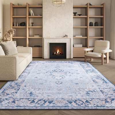 Ziebarth 147 M/W S/R Area Rug In Light Blue / Navy