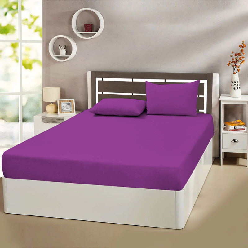 Ewoud Super Soft Microfiber Fitted Sheet – 25cm Deep Pocket, Brushed Finish, Single (3'), Purple