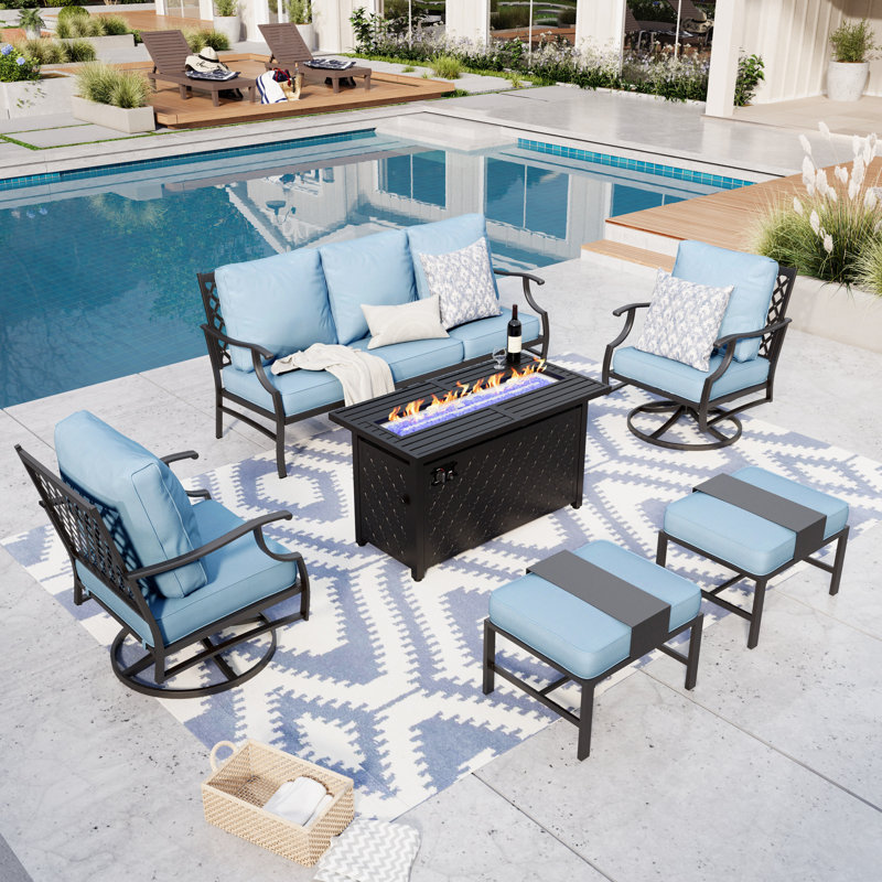 Asfand Outdoor Seating Group, Blue, Yes