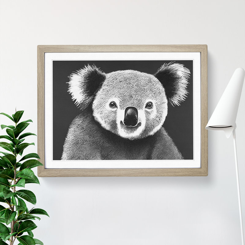 Koala Bear - Framed Print, 25cm H x 34cm W, Oak Framed