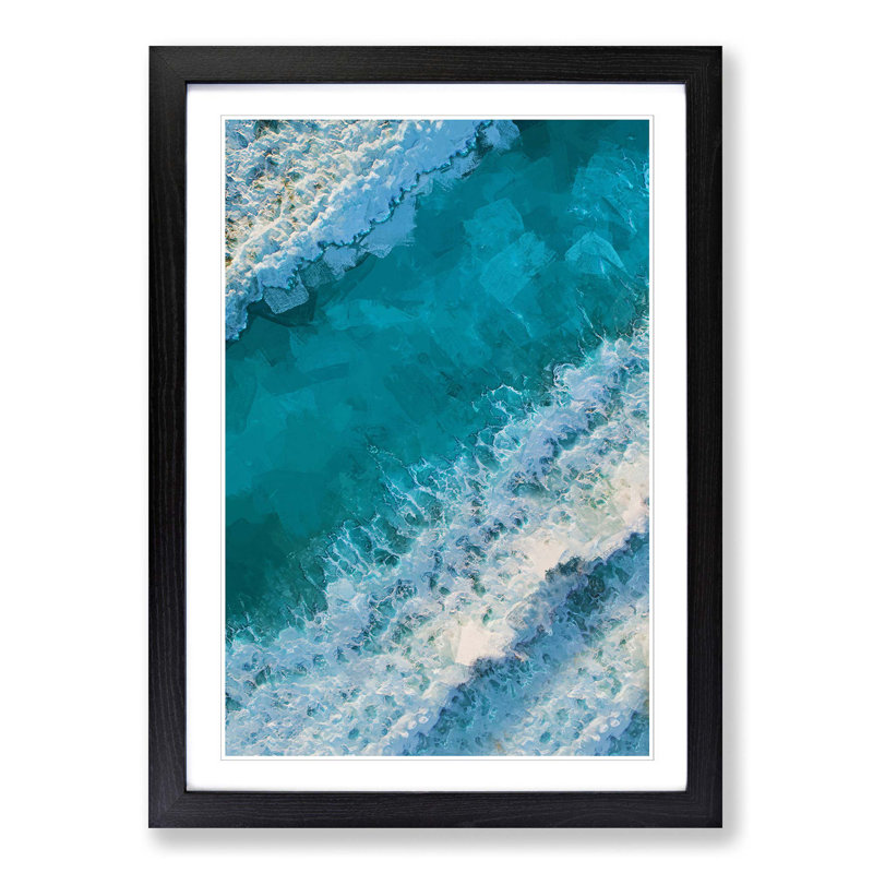 Aerial Beach View of the Maldives in Abstract - Picture Frame Graphic Art Print, Black Framed, 48cm H x 36cm W x 2cm D