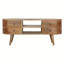 Exquisite Solid Wood Entertainment Unit with Rounded Edges and Nordic Appeal