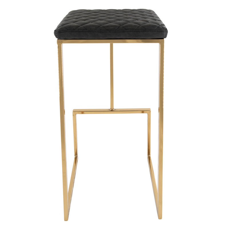 Quilted Leather Bar Stool – Modern Counter Stool, Upholstered Bar Chair with Metal Sled Base, Kitchen Island & Home Bar Seating