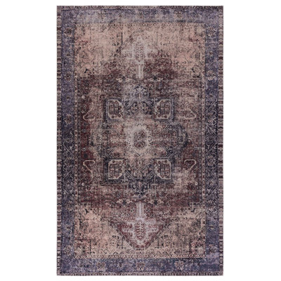 Non-shedding Area Rug 3x5, Washable, Low-pile, Non-slip, Foldable, & Pet For Living Room, Bedroom, Kitchen, Dining Room - Burgundy Washable Non-shedding,