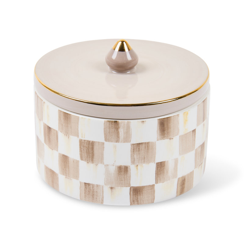 Mocha Check Trinket Box