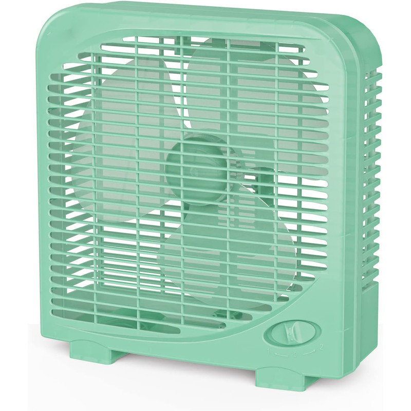 Green 10" Two-Speed Portable Tabletop Box Fan