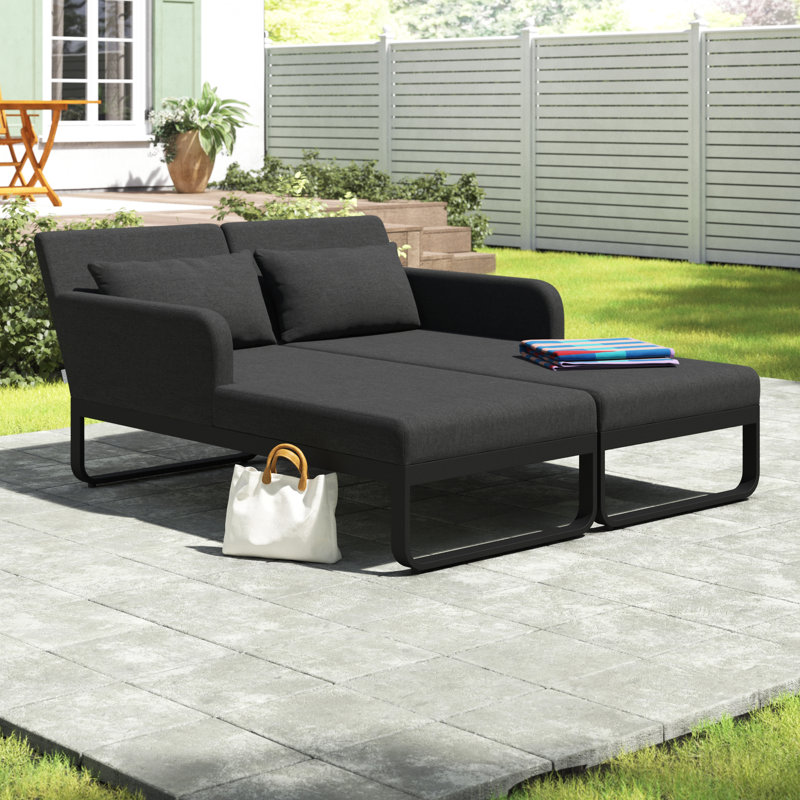 Deance Outdoor Fabric Unity Double Sunlounger, Charcoal, Charcoal