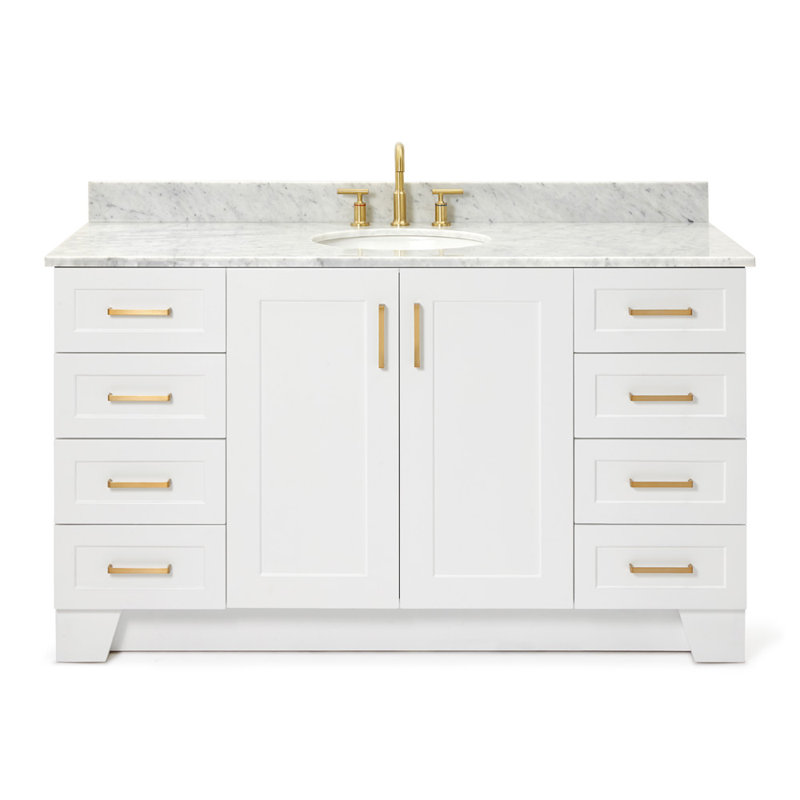 ARIEL TAYLOR 61 IN SINGLE RECTANGLE SINK VANITY, White, Oval, 67"