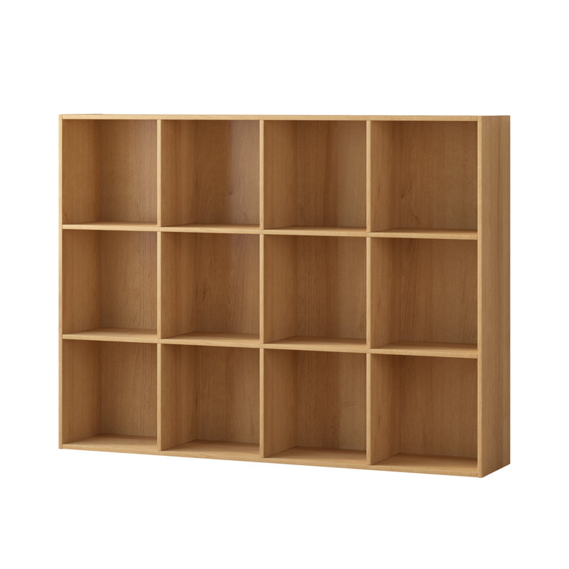 Bibliothèque de 12 cubes, unité de rangement bibliothèque fermée, Chêne naturel