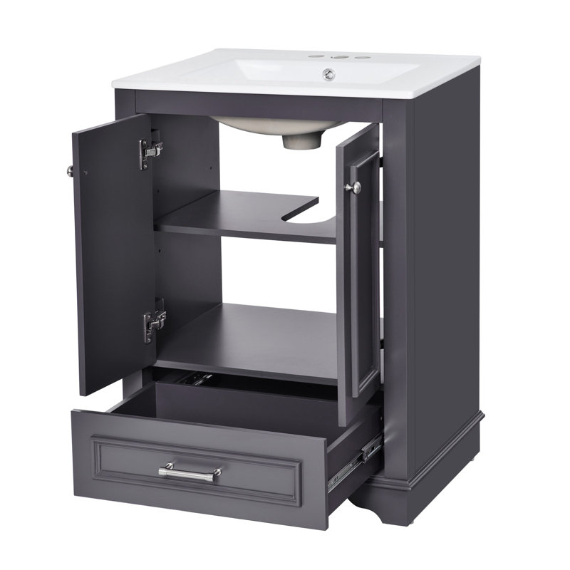 24'' Bathroom Vanity with Resin Sink Combo, Blue Gray
