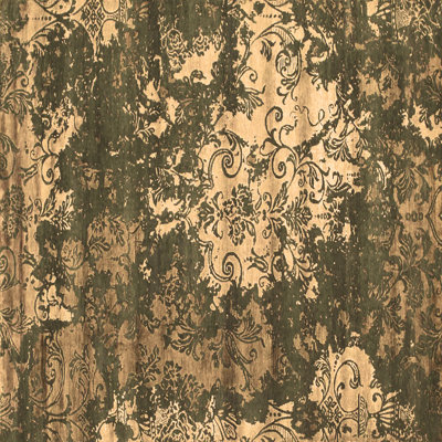 Tapis carré en laine / polyester tissé à la machine à motif floral brun / gris 3 pi x 3 pi