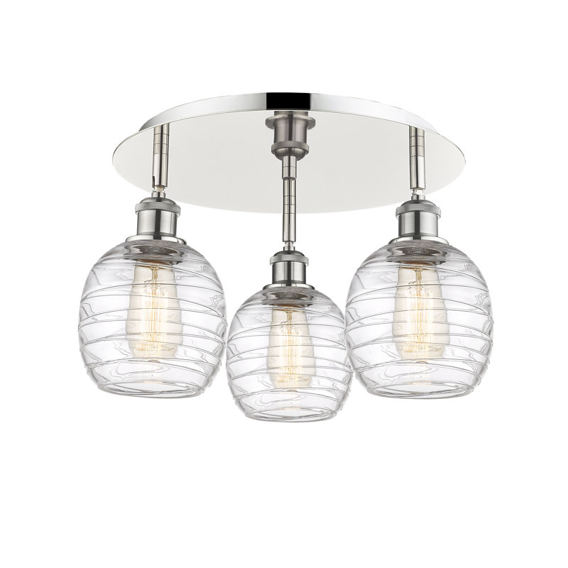 Plafonnier semi-encastré en verre Alve, Nickel poli, Tourbillon déco