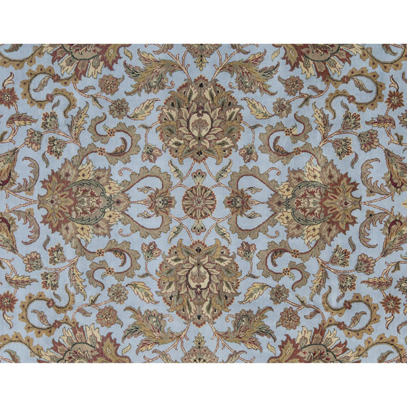 Tapis bleu clair et ivoire noué à la main de haute qualité