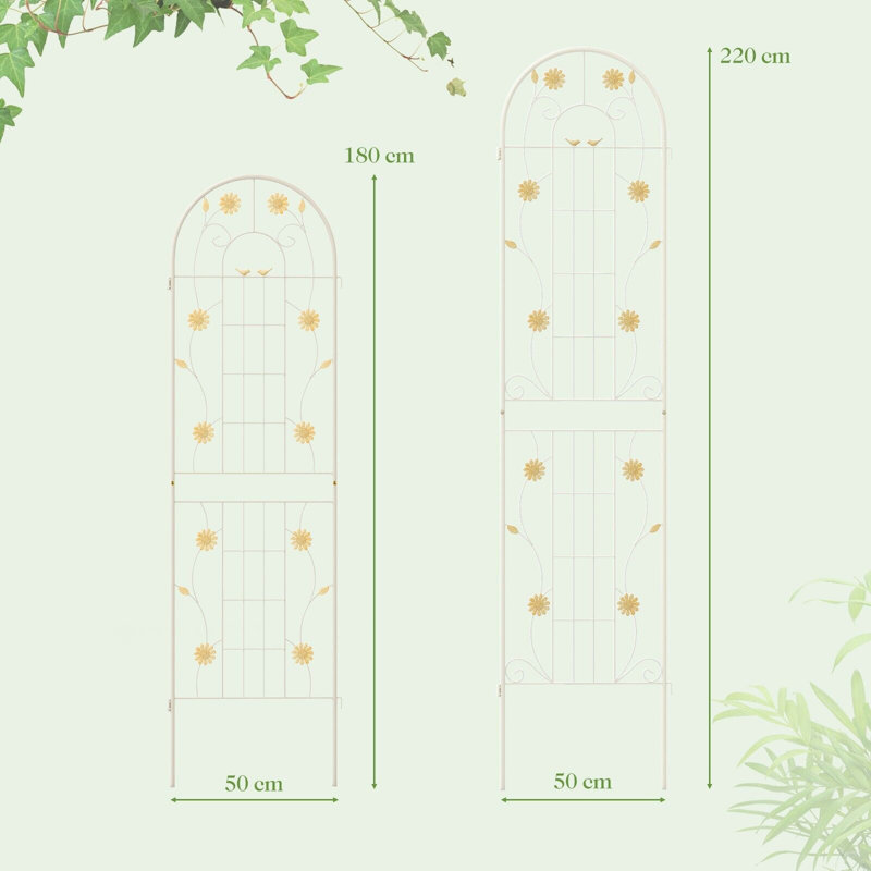 Sorenson 50cm W Metal Arched Trellis, 220cm H x 50cm x 2cm D, White