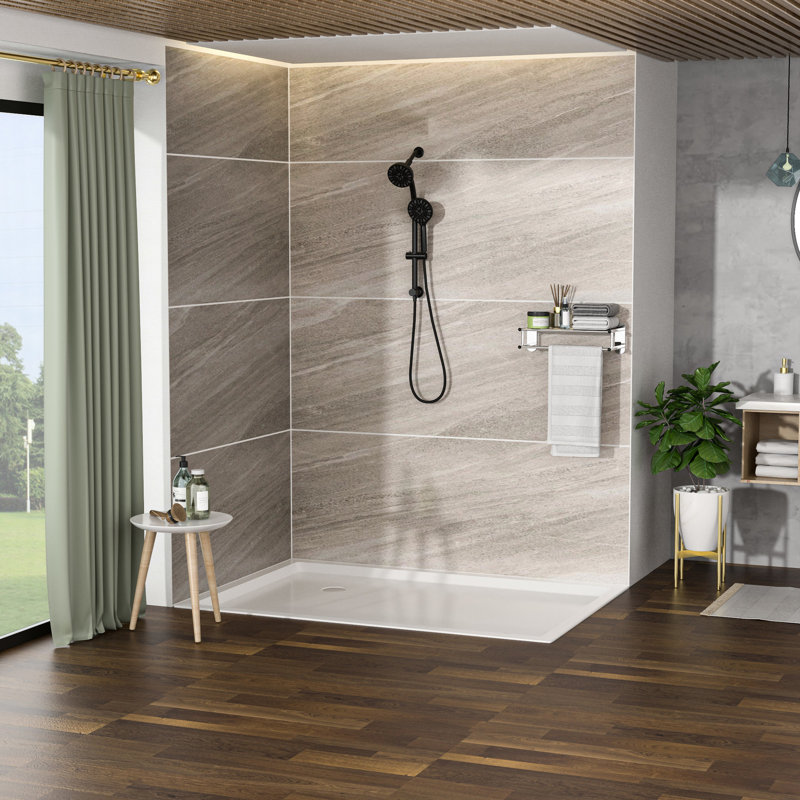Ensemble de pomme de douche double noir mat avec pomme de douche 4,7 po, main et éléments réglables