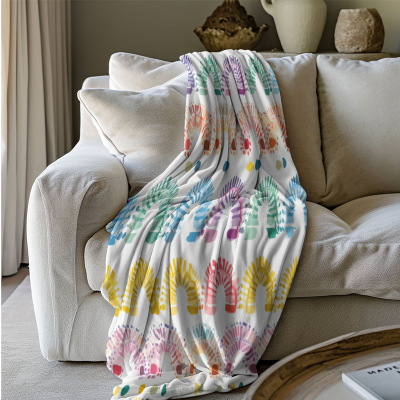 Rayures colorées - couverture en sherpa de qualité supérieure 1 pièce, L 60 po x l 50 po