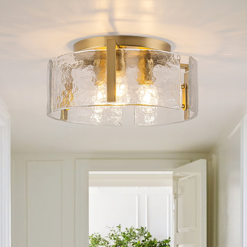 Plafonnier semi-encastré 3 lumières, Laiton