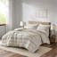Mini ensemble d'édredon en jacquard de coton ivoire / gris anthracite double / grand-119181211-119181210